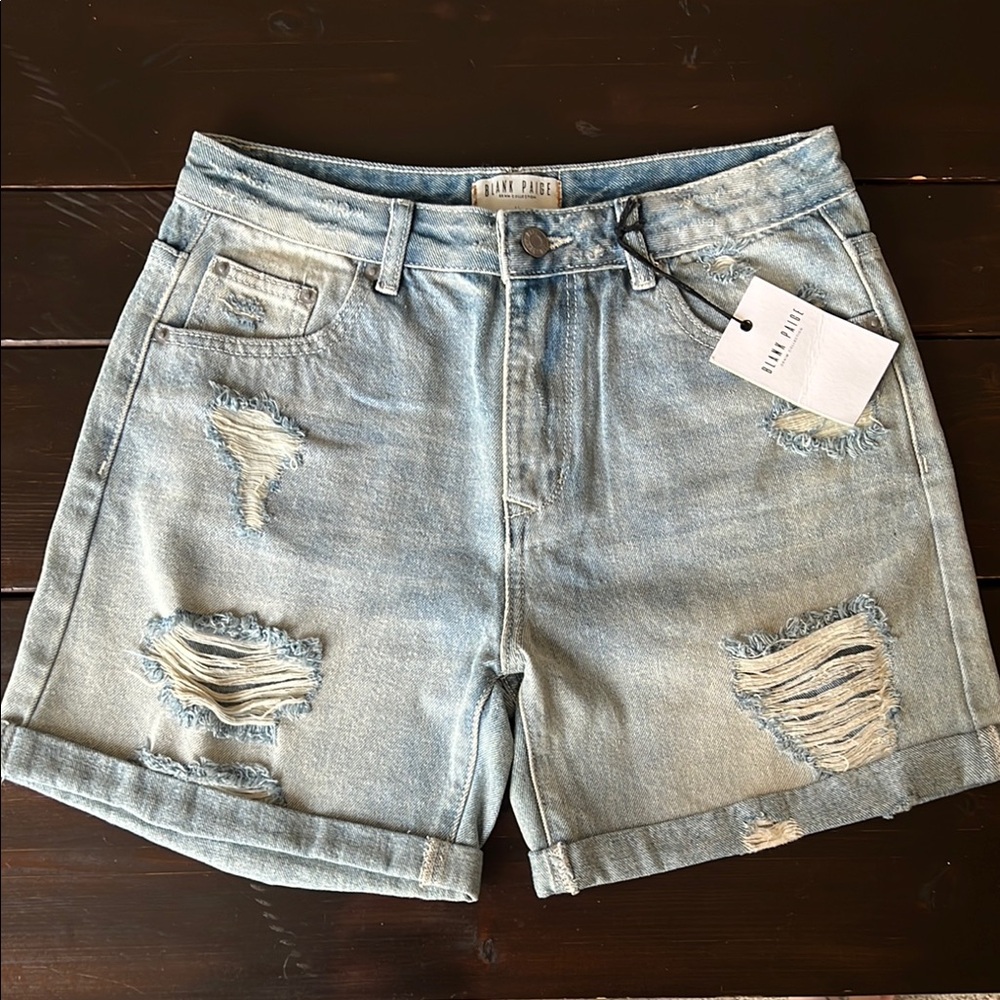 Light Blue Distressed Denim Shorts